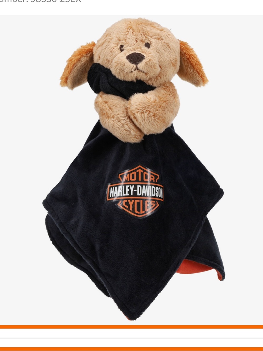 Harley Davidson Cuddles Plush Blanket Pal Dog Puppy Blanket Lovey Black Orange